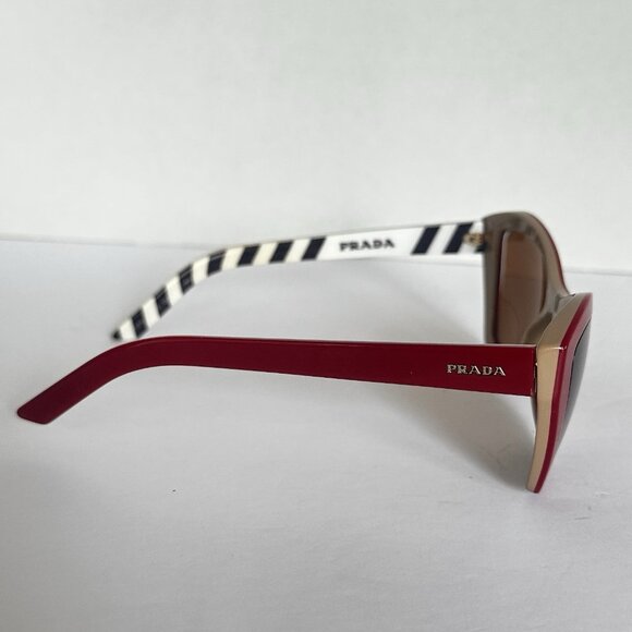 Prada Italy Women Sunglasses Butterfly Red Used Frames New Lenses & Case SPR 07X - Picture 3 of 16